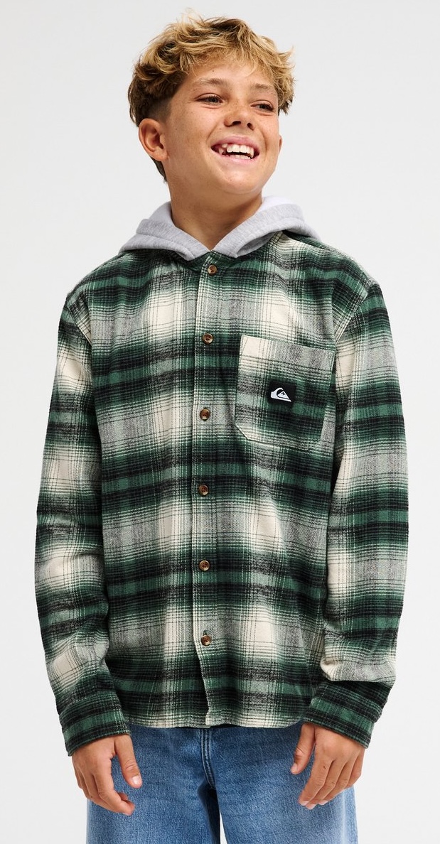 Quiksilver Timetable Flannel Hemd mit Hoodie Holzfäller Karo Grün Quiksilver Timetable Flannel Hemd mit Hoodie Holzfäller Karo Grün