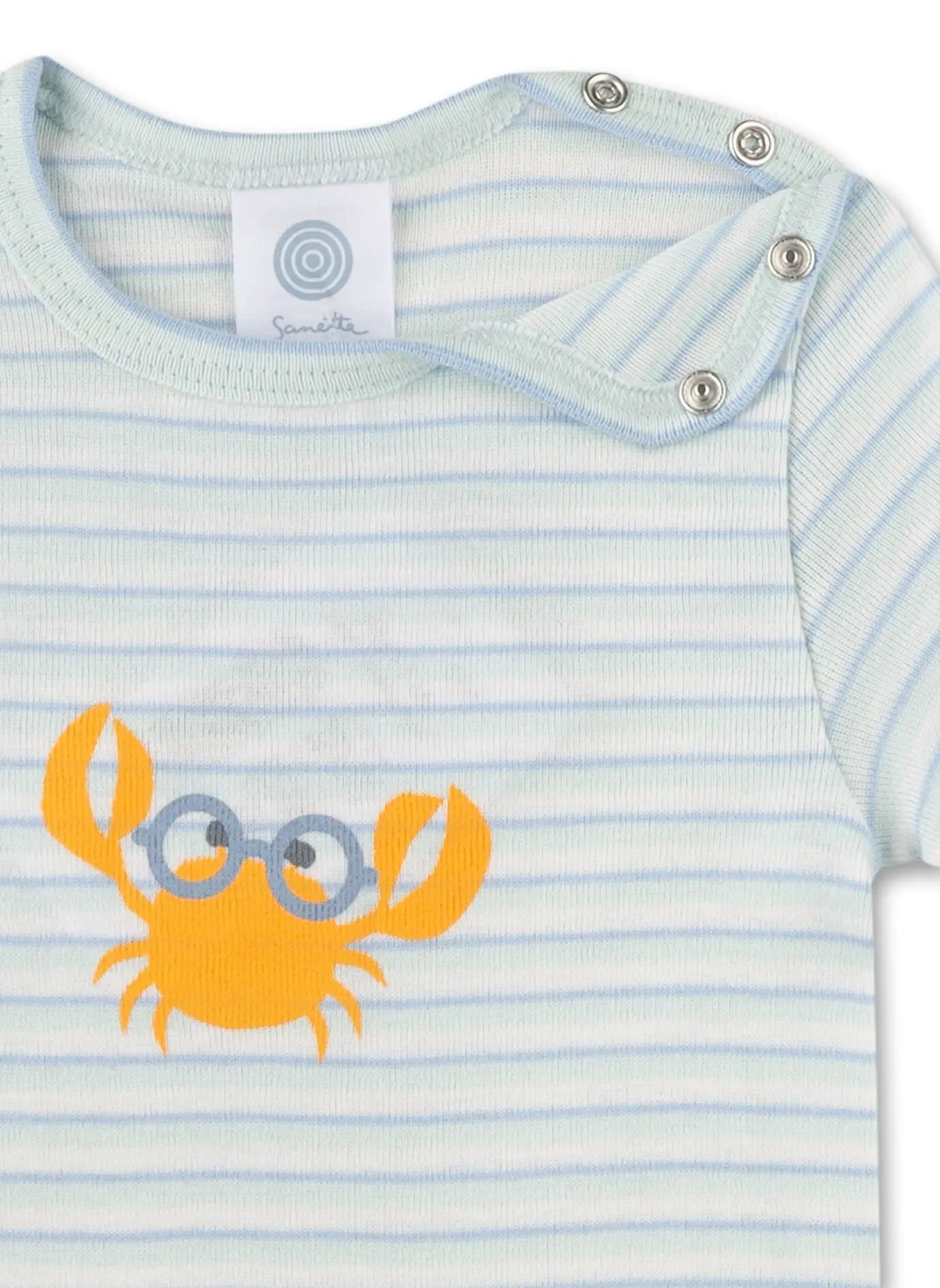 Sanetta Body kurzarm in Blau gestreift - Krabbe Sanetta Body kurzarm in Blau gestreift - Krabbe