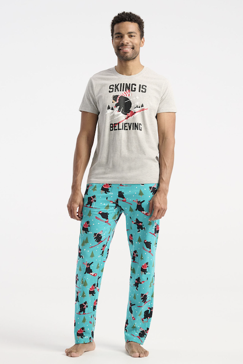 Little Blue House Herren Jersey Pyjama Hose in Blau - Wild Winter Sport - Skifahren & Eishockey