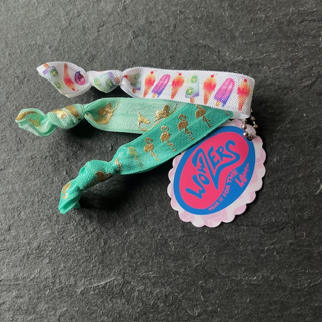 Wowzers Hair Ties Set von 3 Armbänder / Haargummis - Flamingos & Eis-am-Stiel