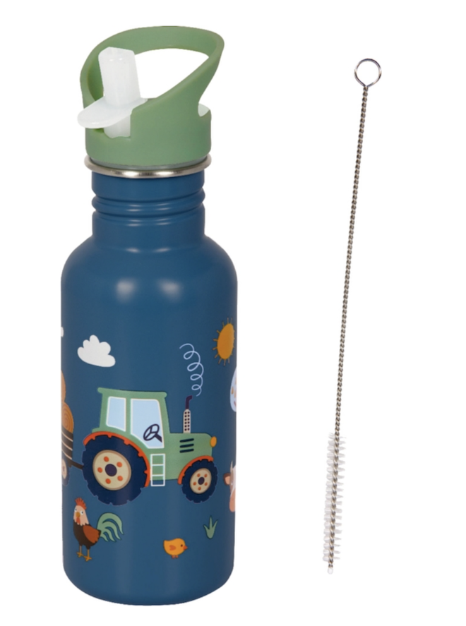 Spiegelburg Edelstahlflasche mit Bürste - Traktor