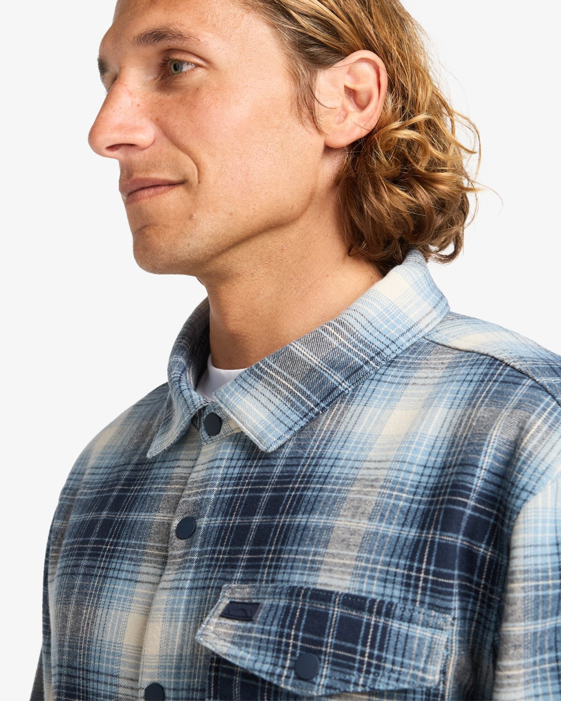 Billabong Furnace Bonded Flannel in Blau - Fleecehemd mit Kapuze für Männer