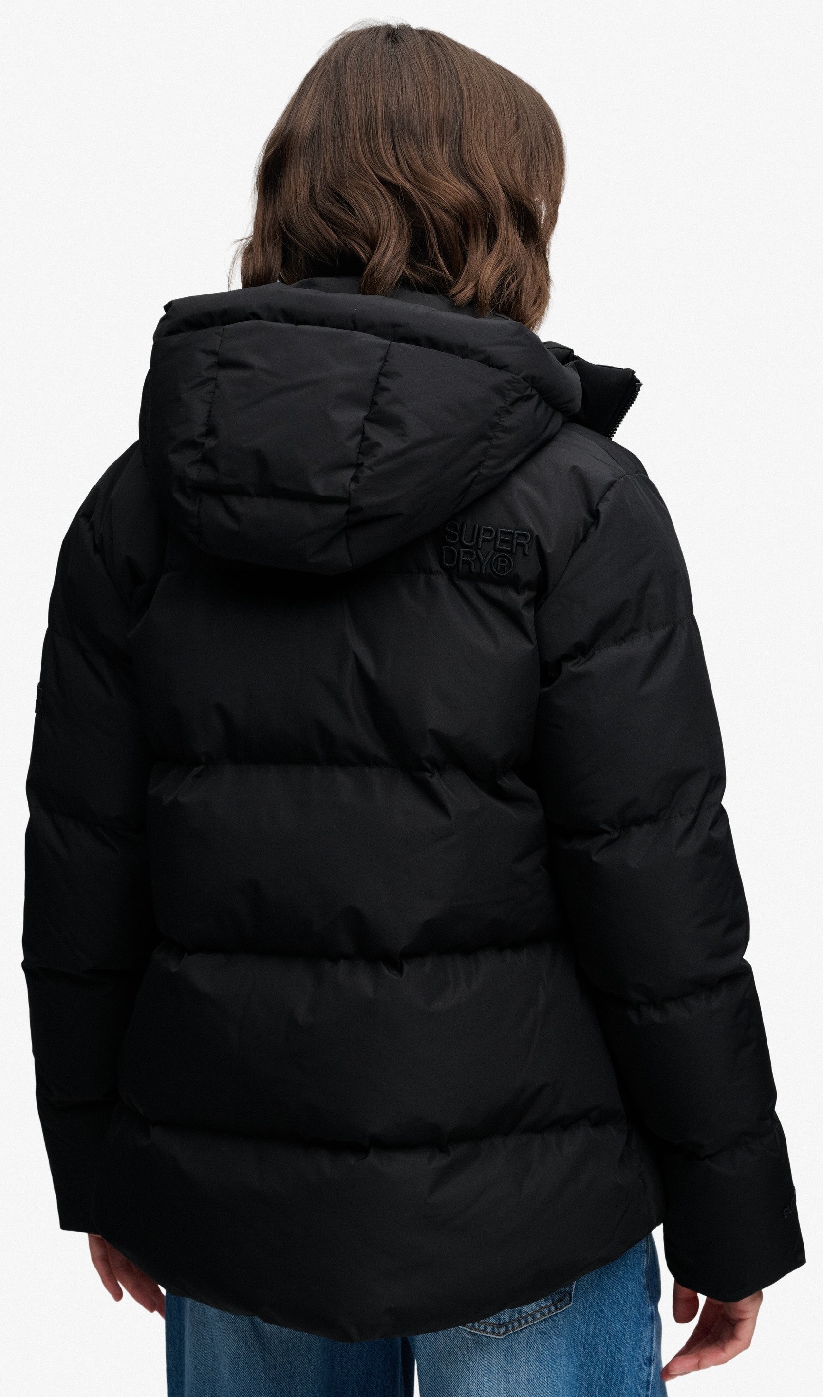 Superdry Damen Sportpufferjacke mit Kapuze in Schwarz Superdry Damen Sportpufferjacke mit Kapuze in Schwarz