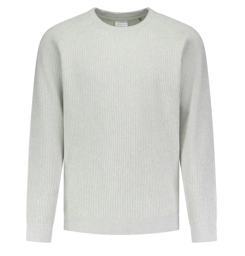 No Excess Herren Pullover mit Rundhalsausschnitt und Tuck Stitch | Light Grau Melange