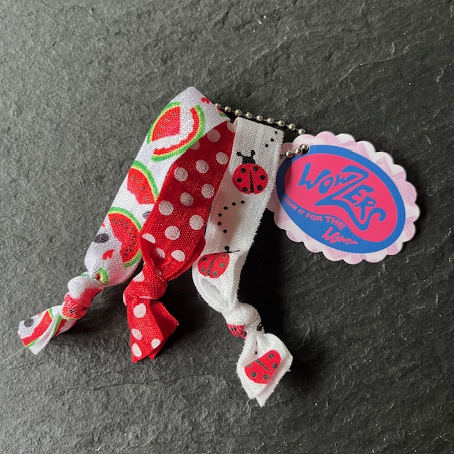 Wowzers Hair Ties Set von 3 Armbänder / Haargummis - Wassermelone & Marienkäfer