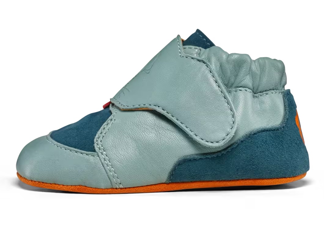Affenzahn Krabbelschuh Leder Crawly in Blau - Hase