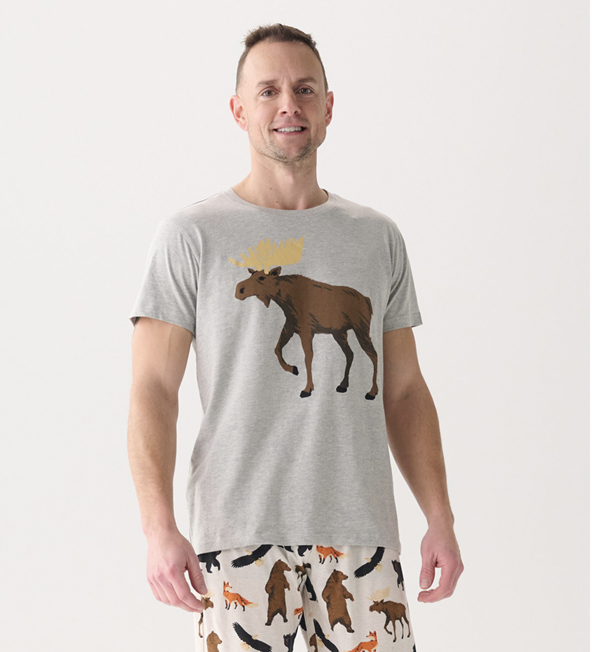 Little Blue House Herren Kurzarm T-Shirt in Grau - Wildlife Elch Little Blue House Herren Kurzarm T-Shirt in Grau - Wildlife Elch