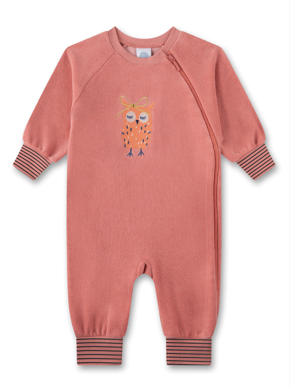 Sanetta Frottee Strampler in Peach - Eulenstickerei - SALE Sanetta Frottee Strampler in Peach - Eulenstickerei - SALE