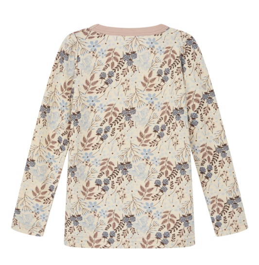 Hust & Claire Abba Wolle Bambus Langarm Shirt in Ecru Creme - Rosa Blau Blumen Hust & Claire Abba Wolle Bambus Langarm Shirt in Ecru Creme - Rosa Blau Blumen