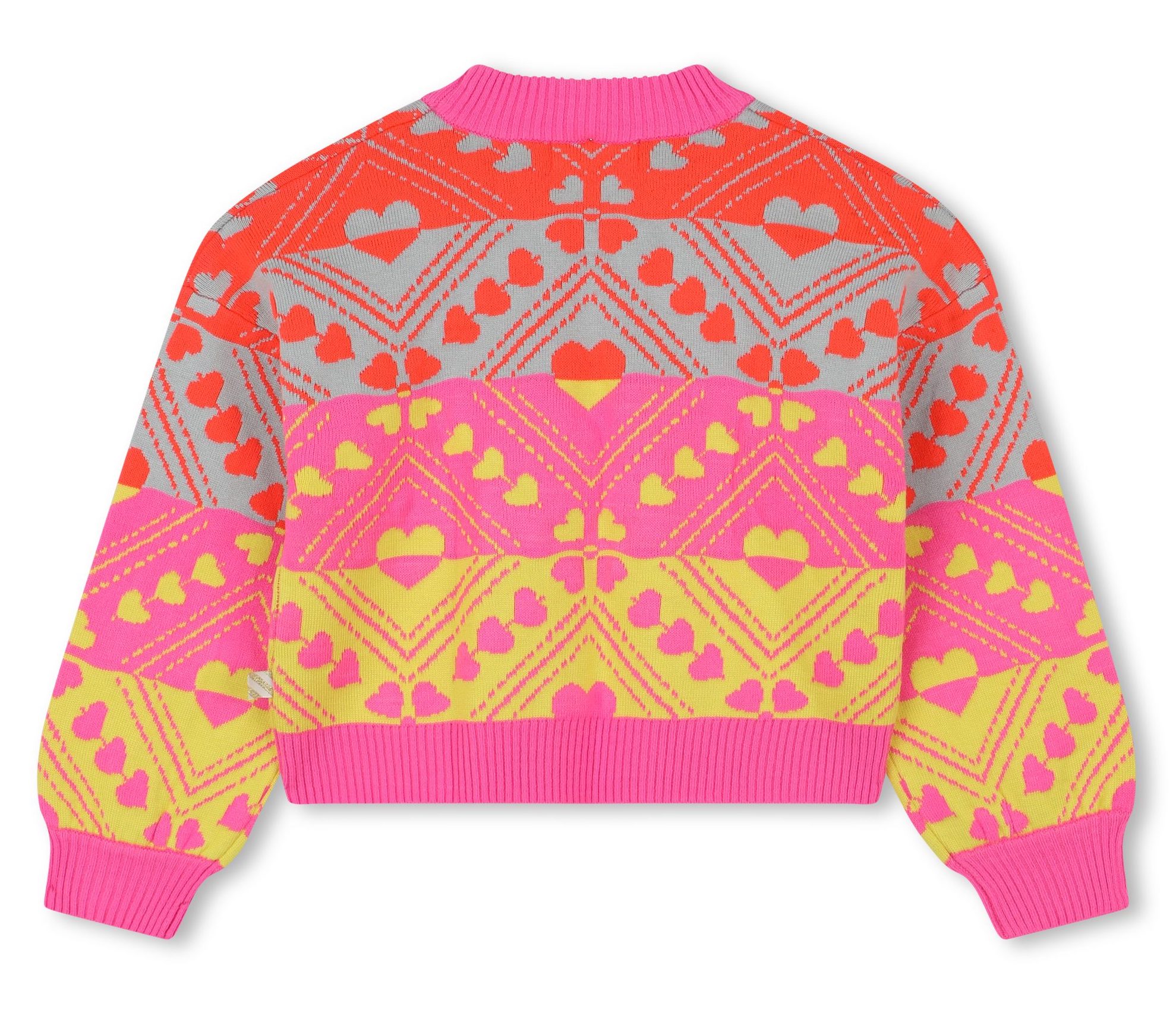 Billieblush Jacquard Strickpulli in Neon Pink mit Herz Muster in Neon Orange & Gelb - SALE Billieblush Jacquard Strickpulli in Neon Pink mit Herz Muster in Neon Orange & Gelb - SALE