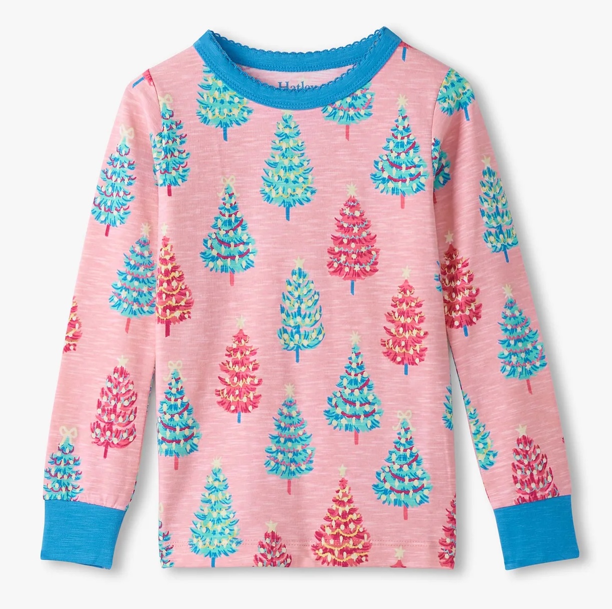 Hatley Langarm Bio-Baumwolle Pyjama in Rosa - Pink Bottle Brush Trees - Weihnachtsbäume Hatley Langarm Bio-Baumwolle Pyjama in Rosa - Pink Bottle Brush Trees - Weihnachtsbäume