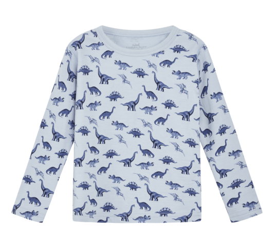 Hust & Claire Abba Wolle Bambus Langarm Unterwäsche Pyjama Oberteil in Blau - Dinosaurier Hust & Claire Abba Wolle Bambus Langarm Unterwäsche Pyjama Oberteil in Blau - Dinosaurier