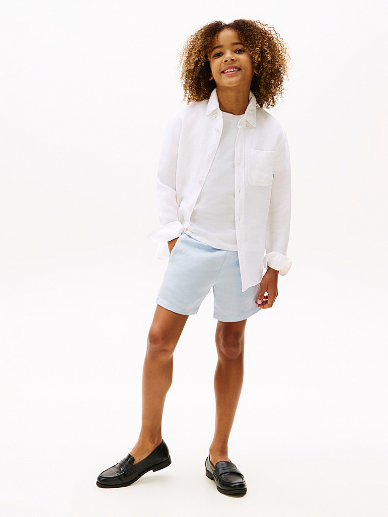 Tommy Hilfiger Relaxed Fit Leinenmix-Hemd mit Flag-Stickerei - White - Weiß Tommy Hilfiger Relaxed Fit Leinenmix-Hemd mit Flag-Stickerei - White - Weiß