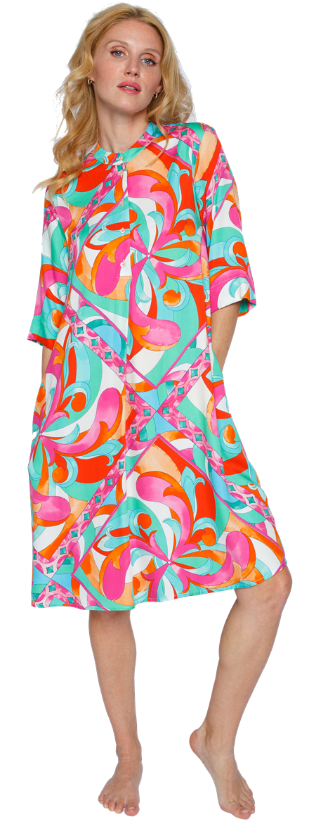 Emily van den Bergh Lässiges Blusenkleid mit Retro Print