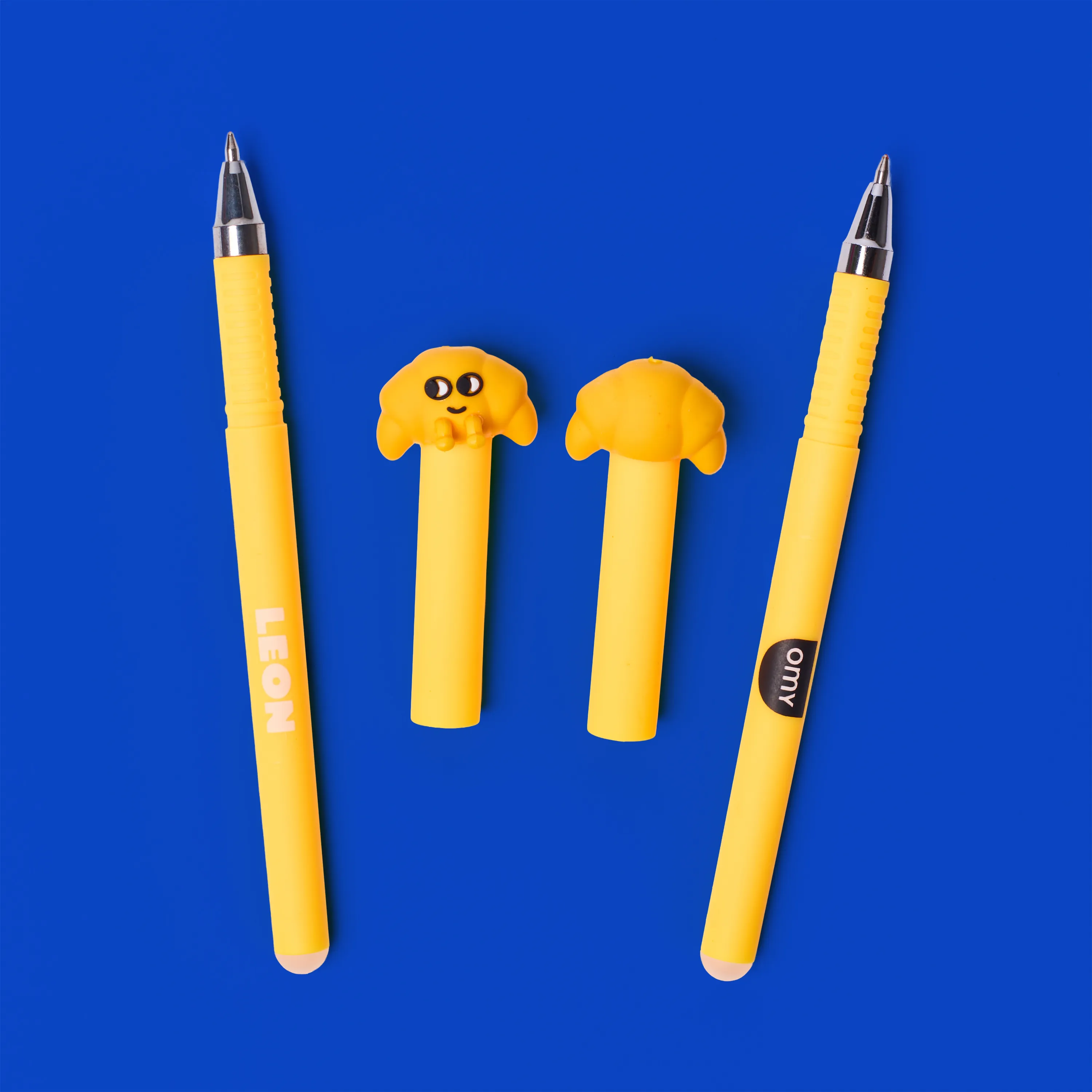 OMY Pen Buddies Set Leon & Miky – Radierbare Gelstifte im Croissant- und Milchkarton-Design