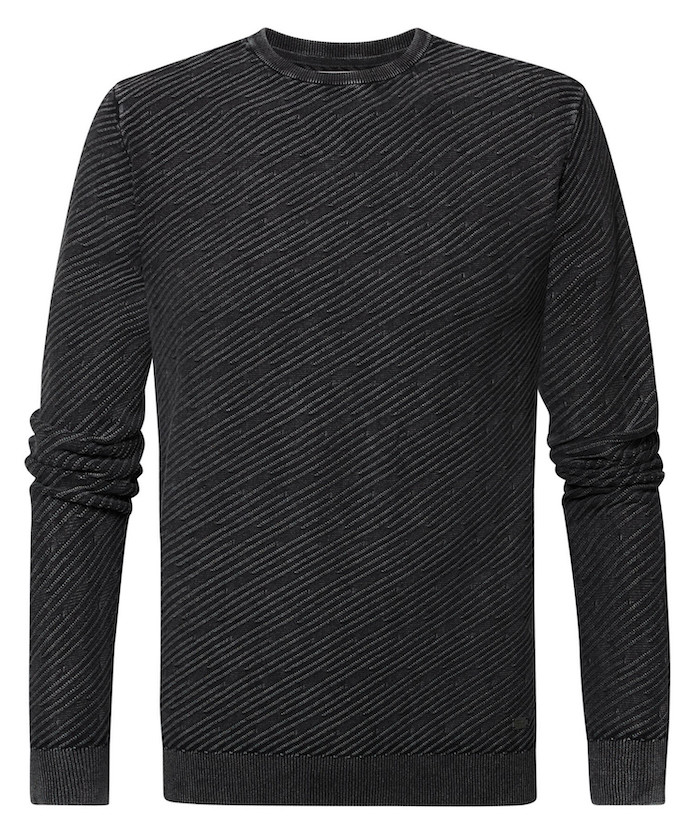 Petrol Industries Herren Pullover mit Rundhalsausschnitt - Schwarz