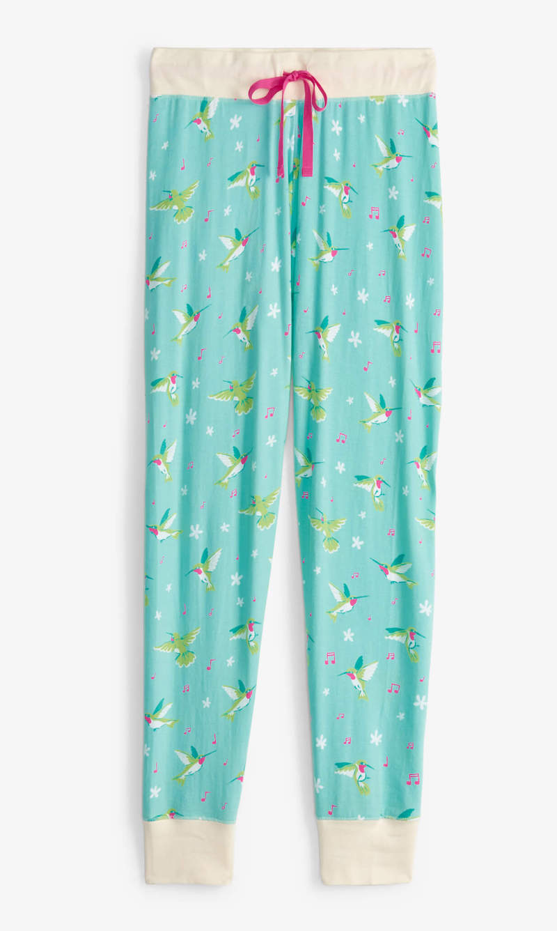 PA5HUMN001 Little Blue House Damen Legging Pyjama Hose in Türkis - Humming Birds - Kolibris
