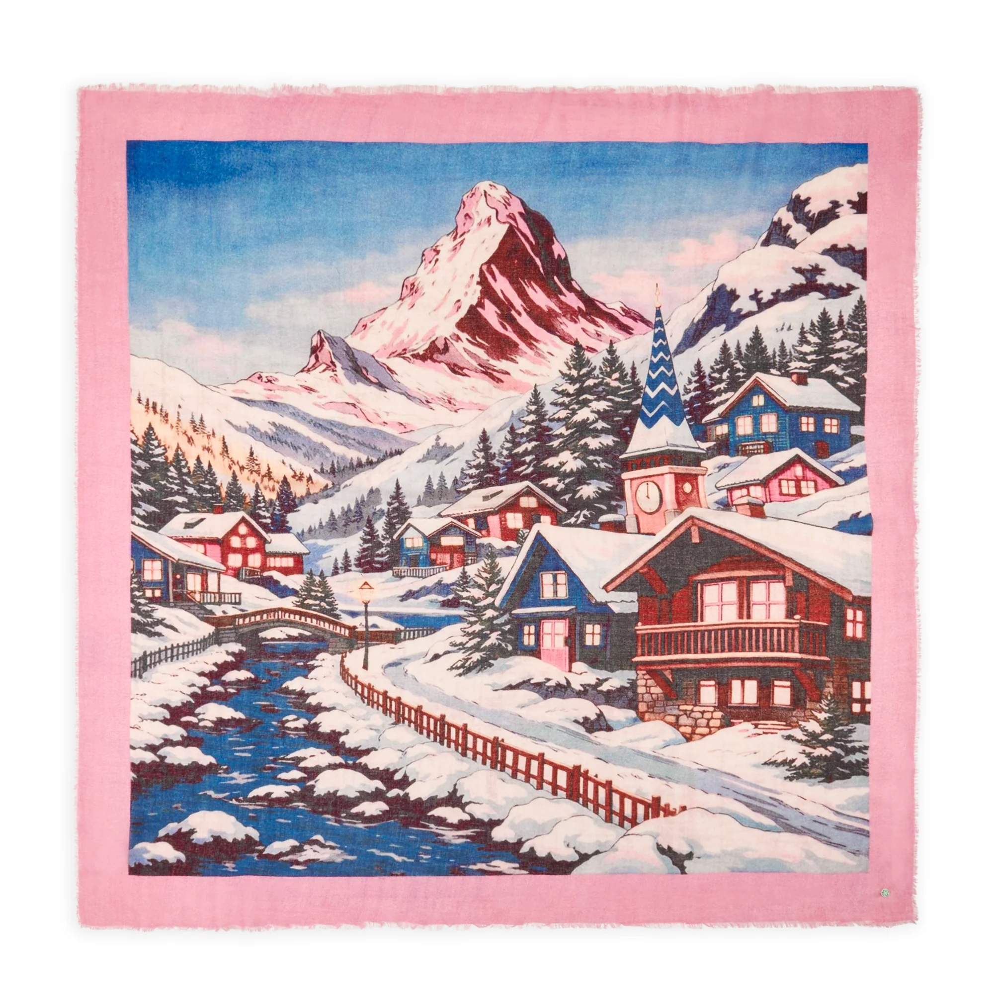 Codello Schal aus Modal-Woll-Mix mit Bergdorf-Motiv
