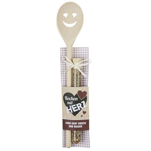 Gilde Holz Kochlöffel & Gewürz Set - Kochen mit Herz