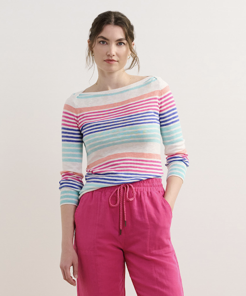Hatley Brenton Cherry Stripe Gestreiften Leichten Strick Oberteil mit 3/4 Arm - SALE