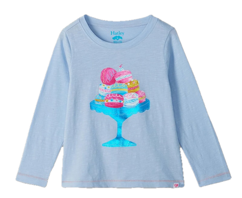 Hatley Kids Langarm T-Shirt in Eisblau mit Yummy Macarons Hatley Kids Langarm T-Shirt in Eisblau mit Yummy Macarons
