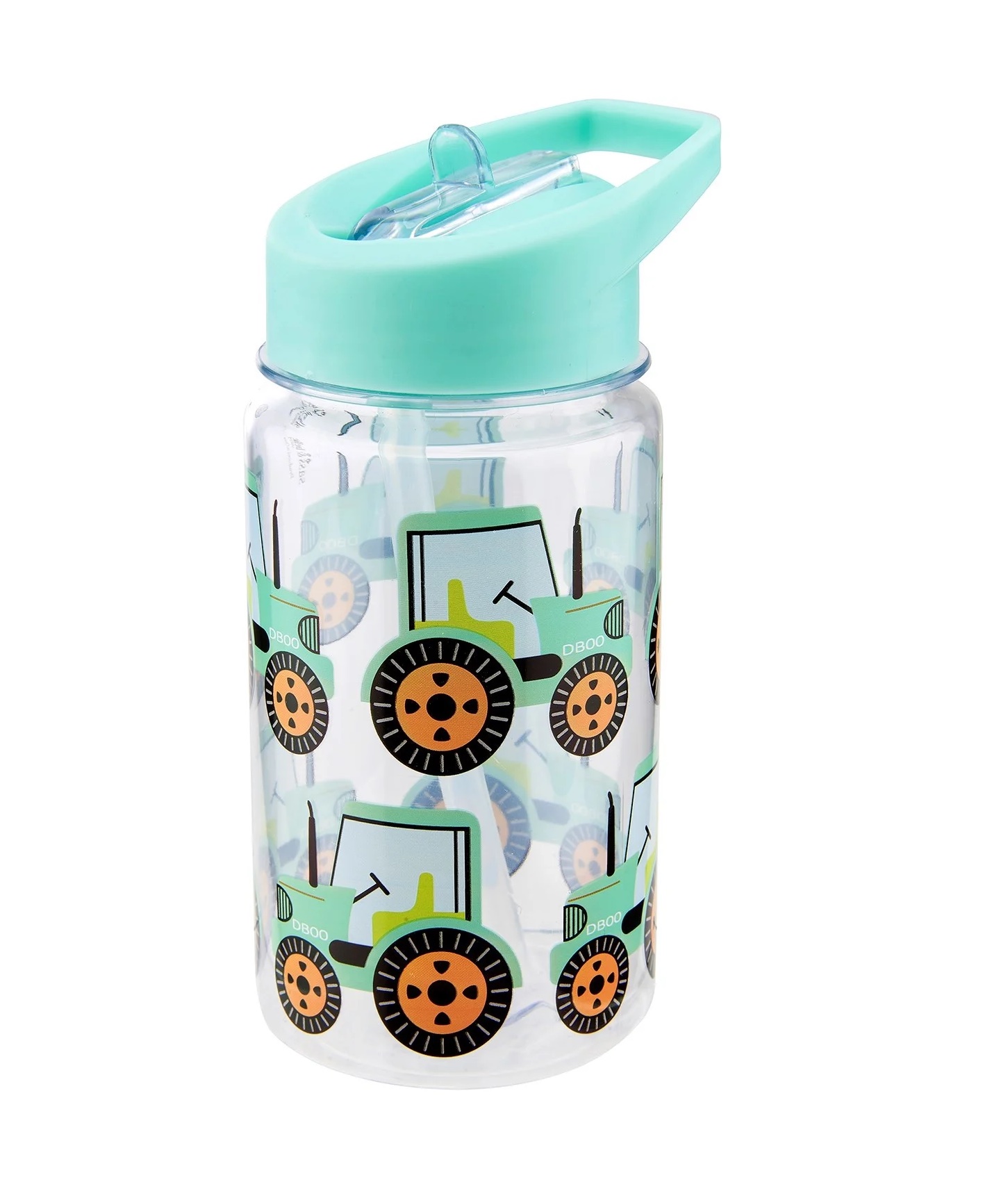 Sass & Belle Trinkflasche mit Strohhalm - Traktoren