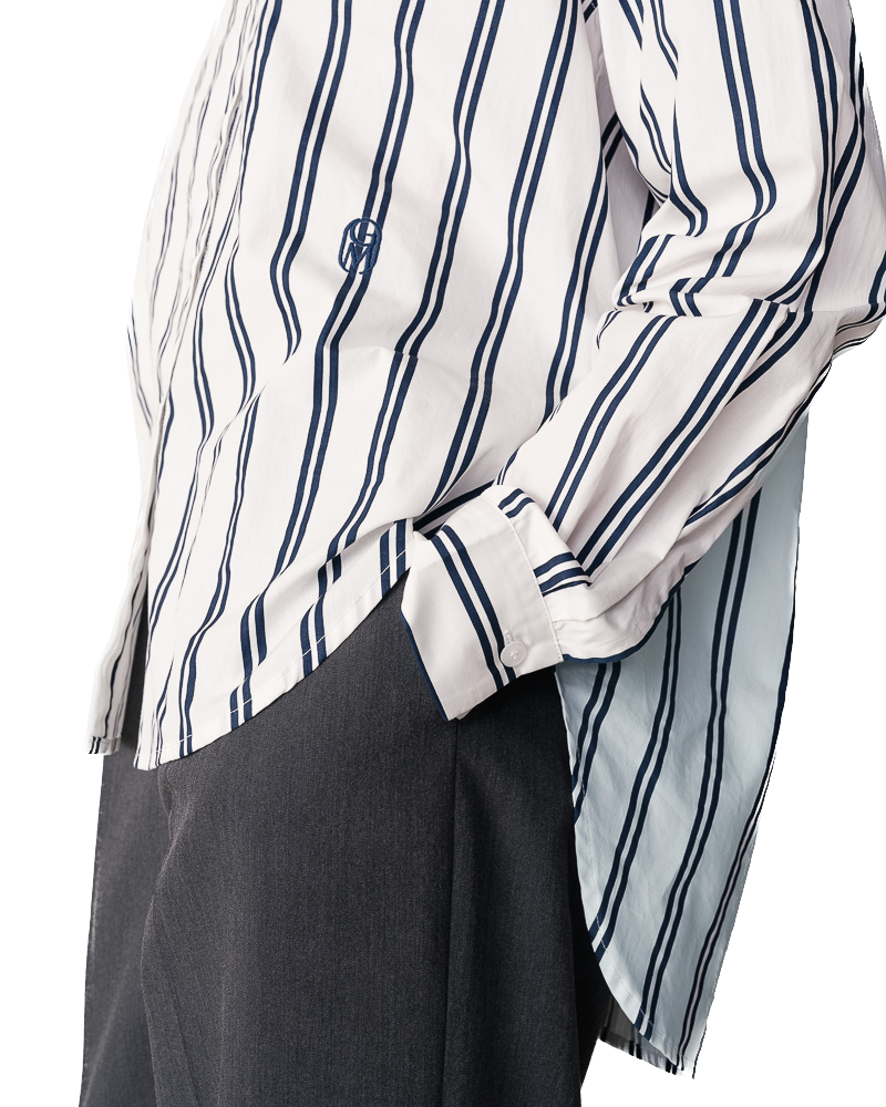 Grace & Mila Bluse Nusetta in Weiß mit Blauen Streifen - SALE
