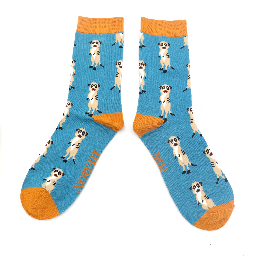 Mr. Heron Herren Socken Bambus in Blau - Meerkats