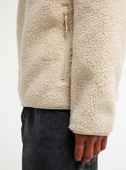 Quiksiilver Urban Storm Reversible Sherpa Teddy Fleecejacke & Windbreaker zum Wenden in Creme 