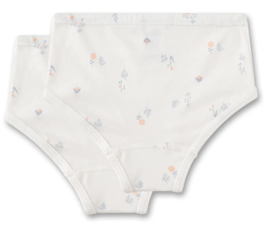 Sanetta Mädchen Unterhose/Hip Slip in Creme mit Feinen Blumen Muster - Doppelpack (2 Stück)