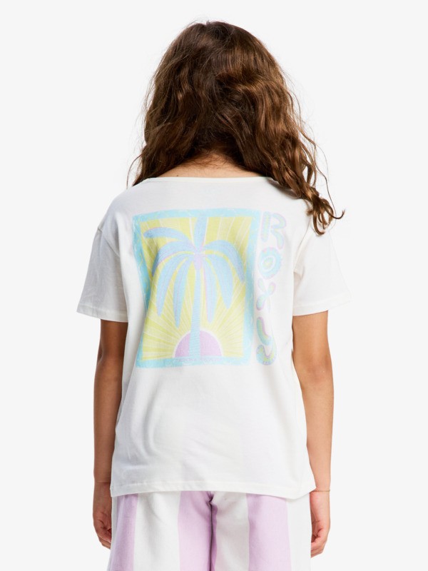 Roxy Lilyregular Night Vintage - T-Shirt für Mädchen - Flieder & Gelb Palmen Print