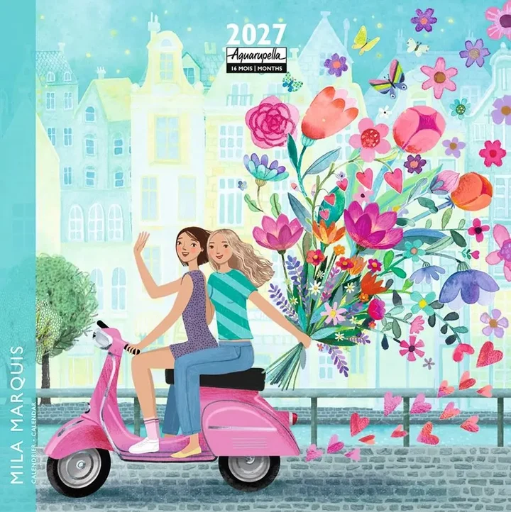 Mila Marquis Mini-Wandkalender 2027 – 16 Monate mit fantasievollen Illustrationen