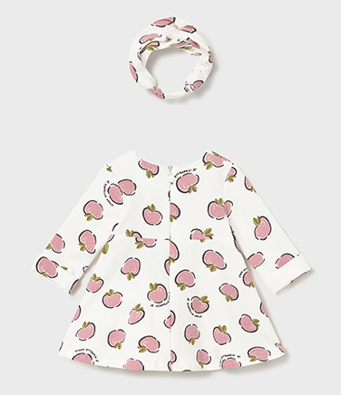 Mayoral Baby Kuscheliges Sweatkleid & Stirnband Set mit Rosa Äpfel Allover