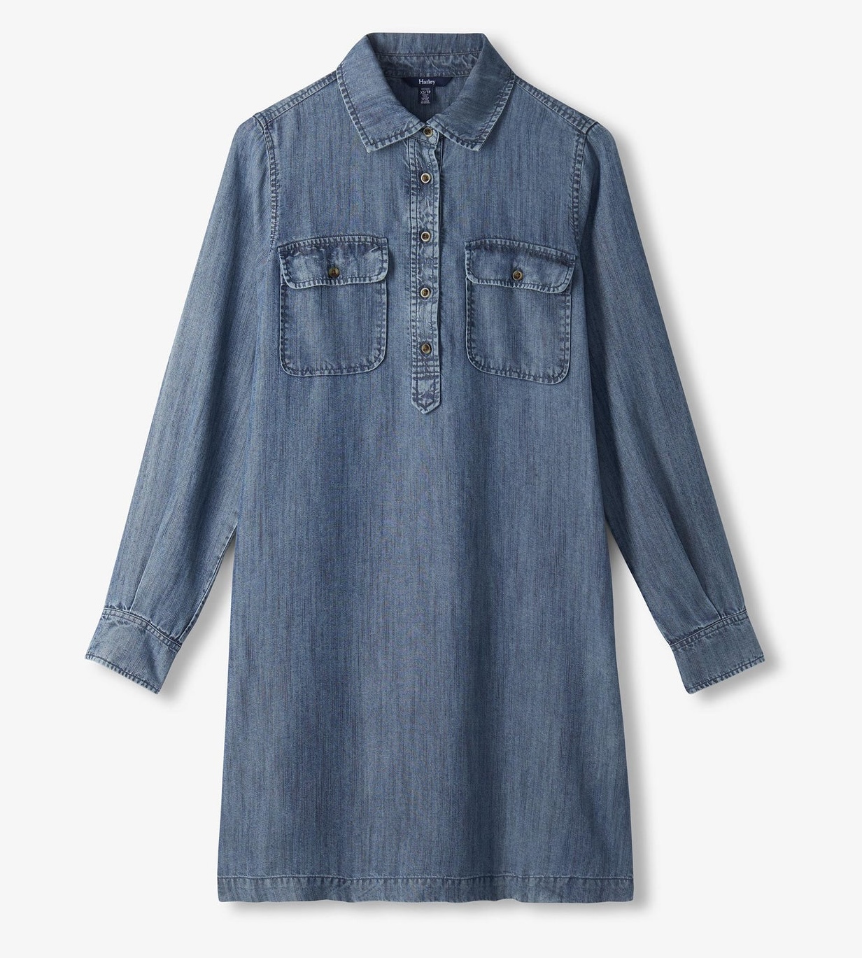 Hatley Damen Jeanskleid in Blue Acid Rinse – Midi Hemdblusenkleid mit Taschen Hatley Damen Jeanskleid in Blue Acid Rinse – Midi Hemdblusenkleid mit Taschen