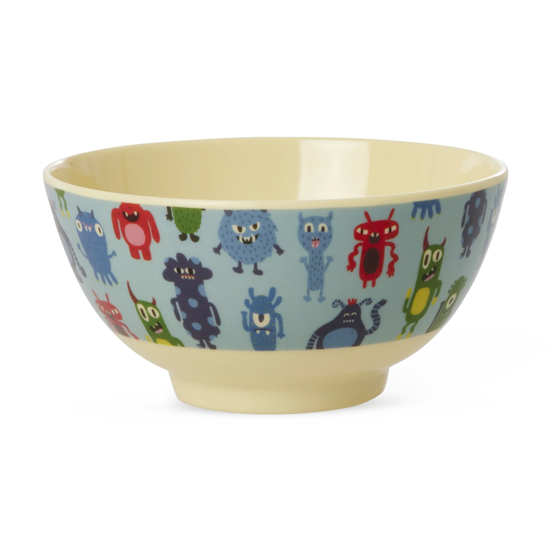 RICE Mittelgroße Kinderschüssel - Hellblau - Monsters Print - SALE RICE Mittelgroße Kinderschüssel - Hellblau - Monsters Print - SALE