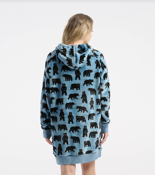 Little Blue House Oversized Fleece Hoodie Tunika in Blau - Bären - SALE