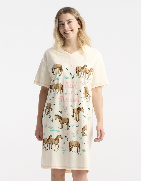 Little Blue House Nachthemd - Night Shirt - Field of Dreams - Pferde