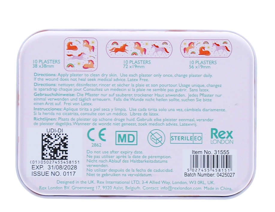 Rex London Kinderpflaster in einer Dose (30 Stk.) - Einhorn - Unicorns