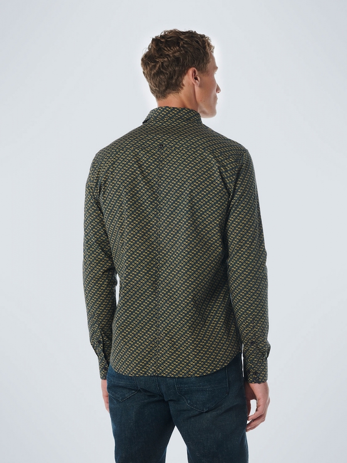 NO EXCESS Hemd Stretch - Allover Print in Olive