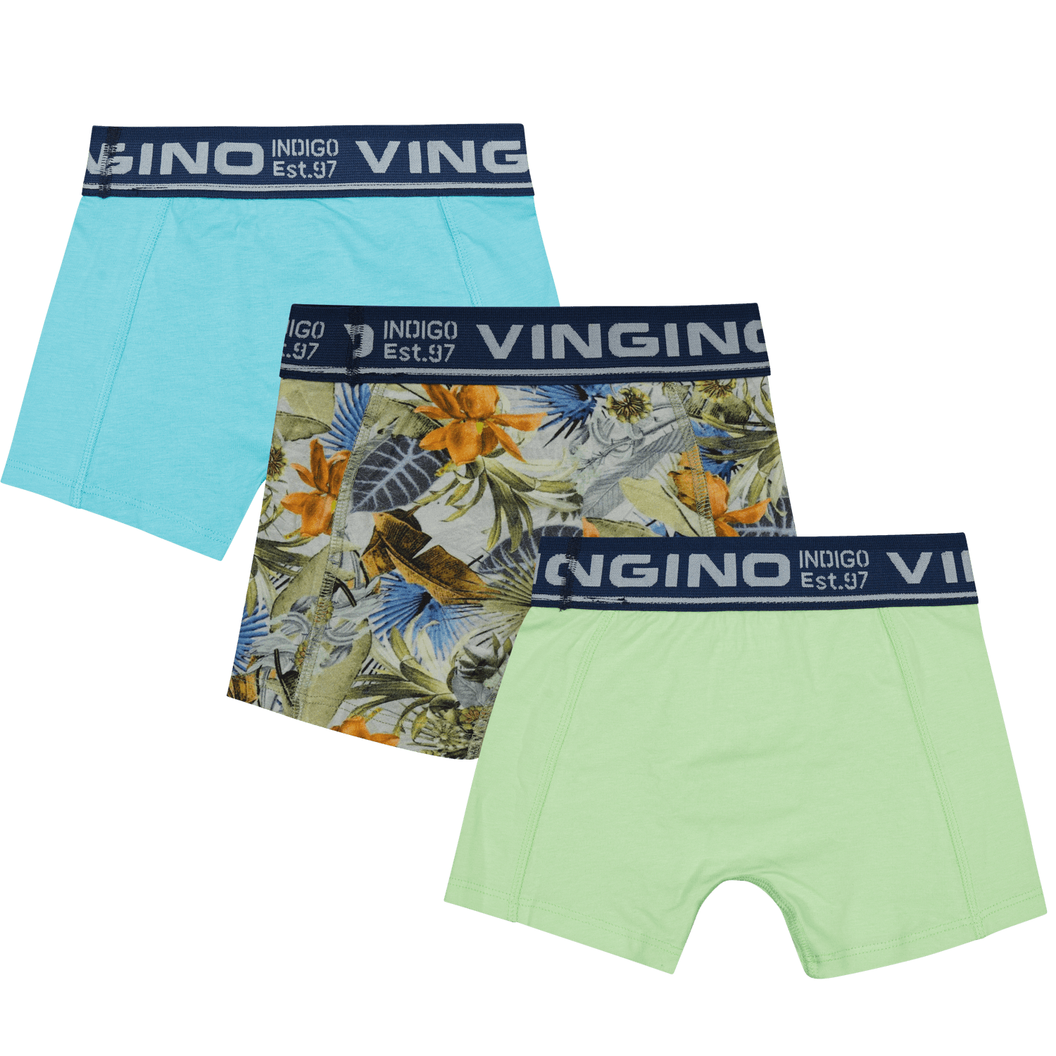 Vingino Unterhosen Boxershort 3er Pack - Island Blue - Türkis/Grün/Print