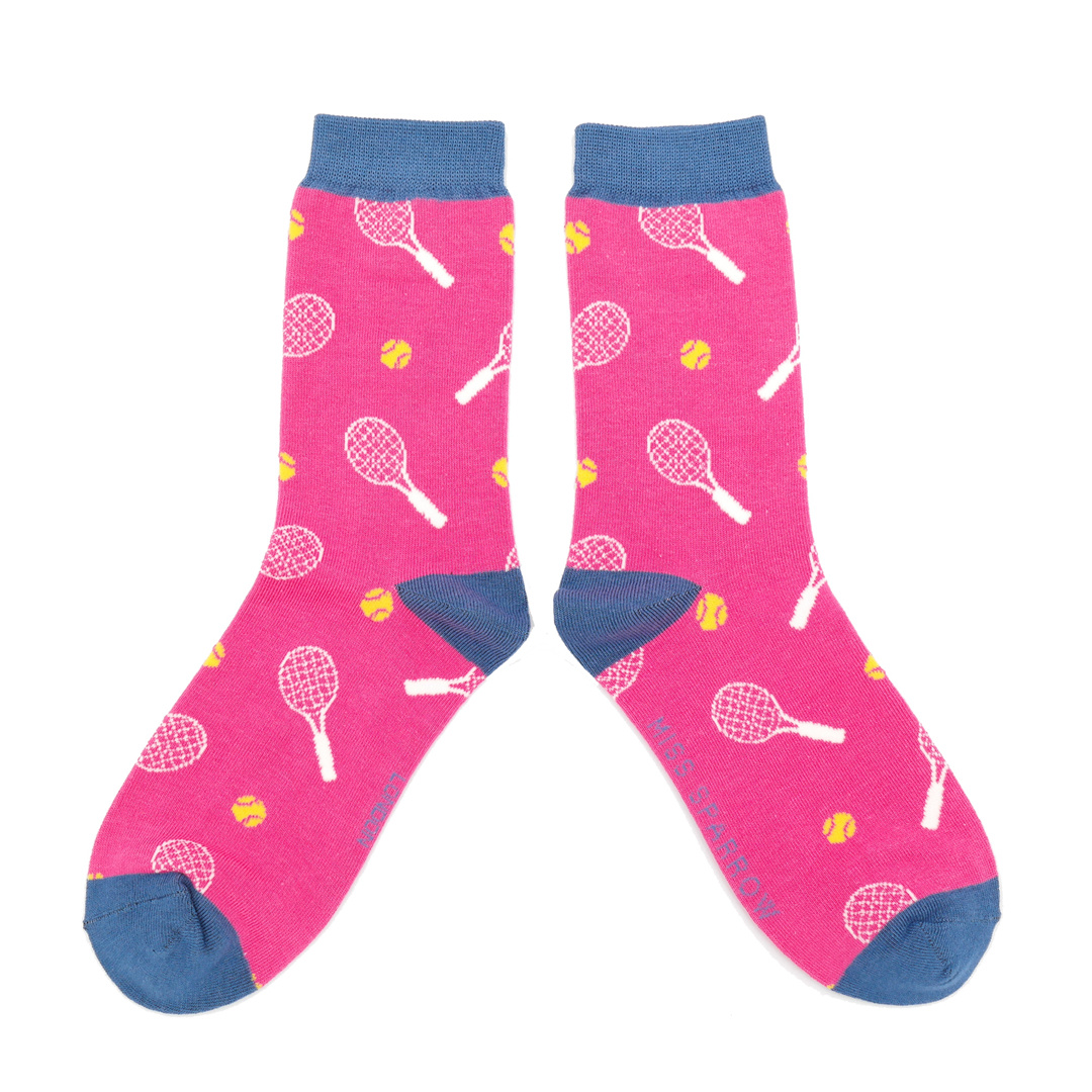 miss-sparrow-socken-bamboo-tennis-hot-pink Miss Sparrow Bambus Socken in Pink - Tennis