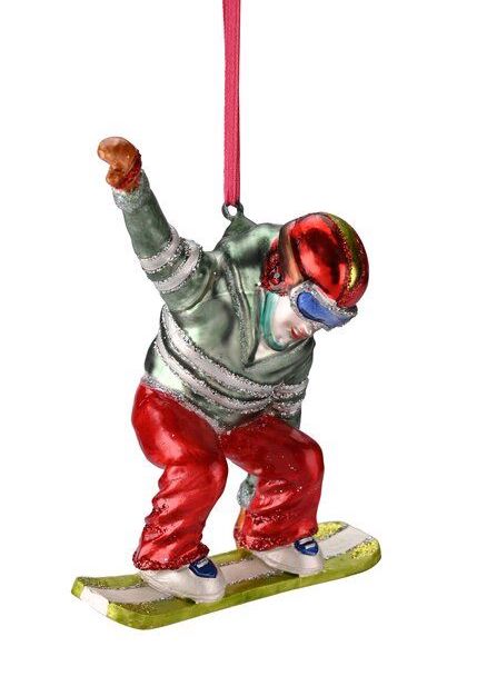 The Gift Company Weihnachtsschmuck - Glas Anhänger - Der Snowboarder