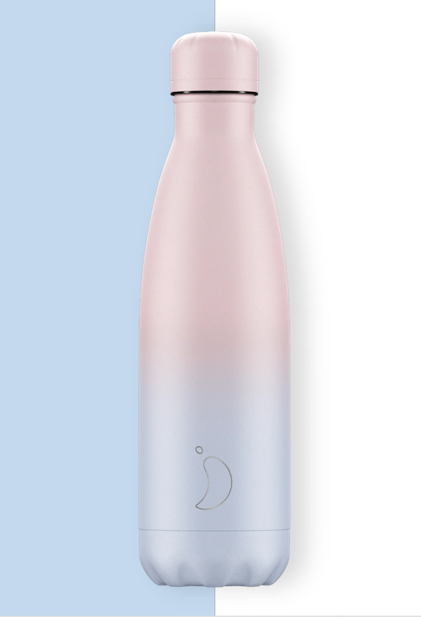 Chilly's Edelstahl Thermos Flasche - Farbverlauf Eisblau bis Rosa - 500 ml