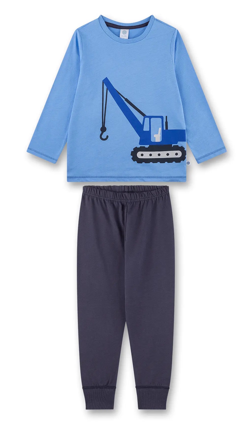 Sanetta Jungs Pyjama/Schlafanzug Jungen-Schlafanzug lang blau - Baufahrzeug Kran - SALE