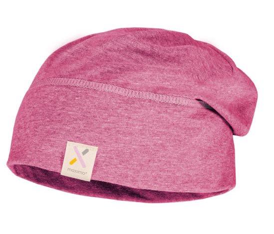 Maximo Jersey Beanie Mütze - Pink Uni mit Kontrastnaht & UV 50