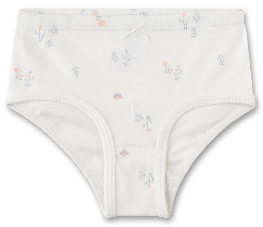 Sanetta Mädchen Unterhose/Hip Slip in Creme mit Feinen Blumen Muster - Doppelpack (2 Stück)