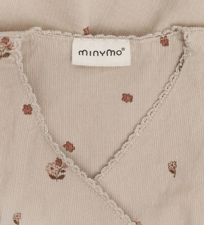Minymo Cord Kleid in Federgrau mit Blumen Minymo Cord Kleid in Federgrau mit Blumen