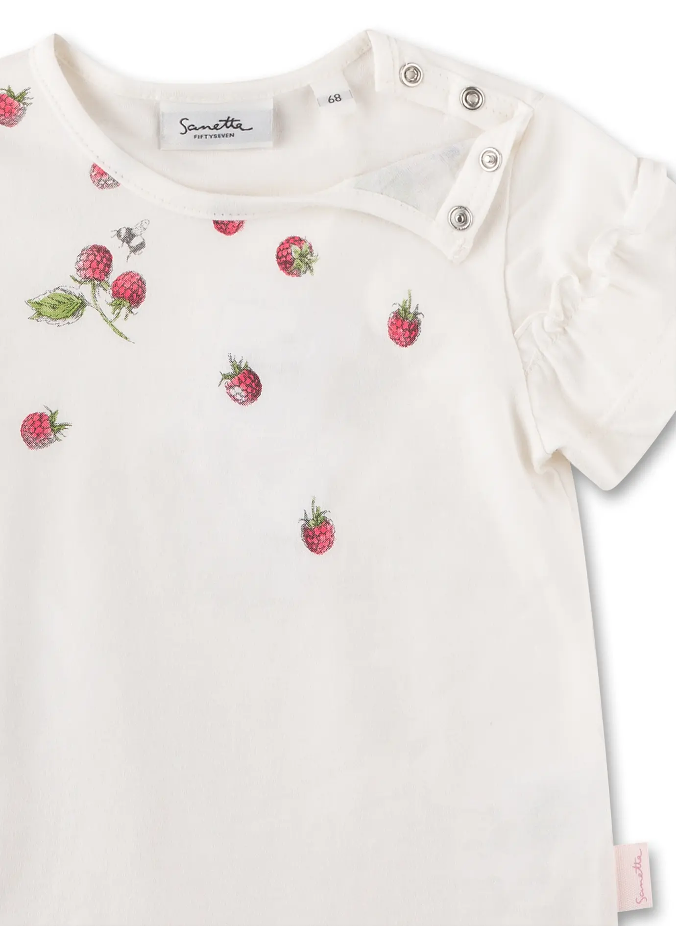 Sanetta Kurzam T-Shirt in Weiß - Erdbeere - SALE