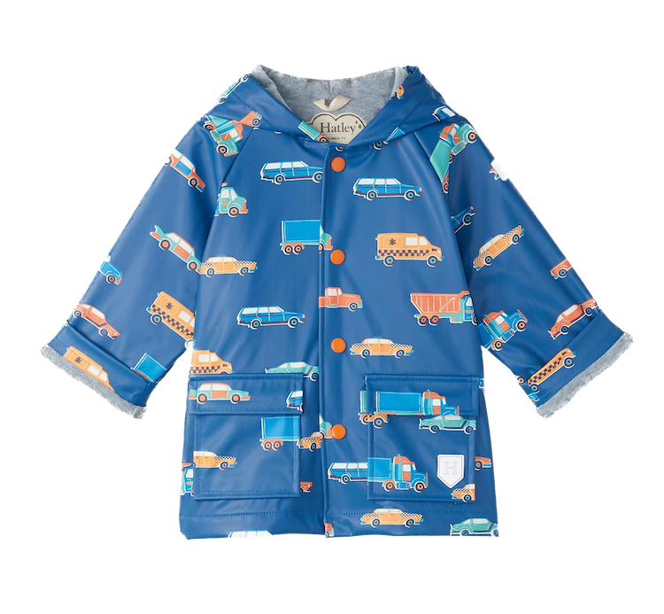 Hatley Regenjacke mit Frotteefutter in Blau Driving Cars - Autos Hatley Regenjacke mit Frotteefutter in Blau Driving Cars - Autos