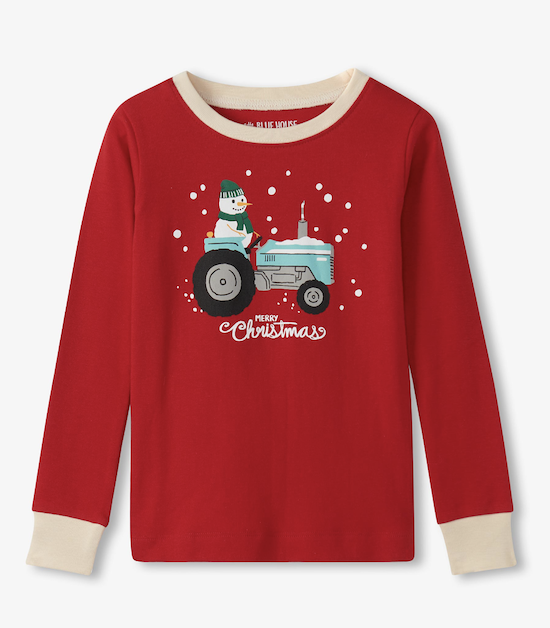 Little Blue House Kinder Pyjama in Creme - Christmas Tree Farm - Weihnachtsbaum Farm & Traktor - SALE Little Blue House Kinder Pyjama in Creme - Christmas Tree Farm - Weihnachtsbaum Farm & Traktor - SALE